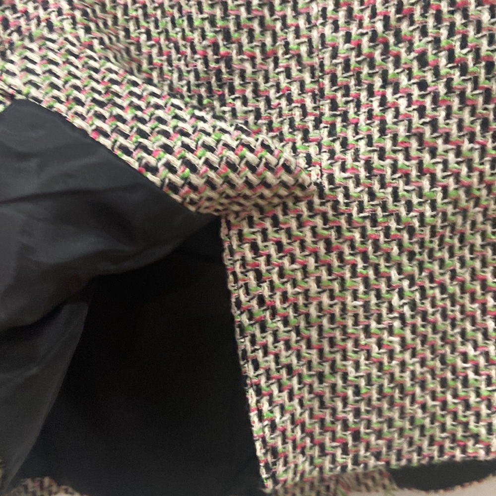 Talbolts Pink Green Tweed Eyelash Trim Cloqué Style Round Neck Blazer Jacket 12 - Picture 13 of 16